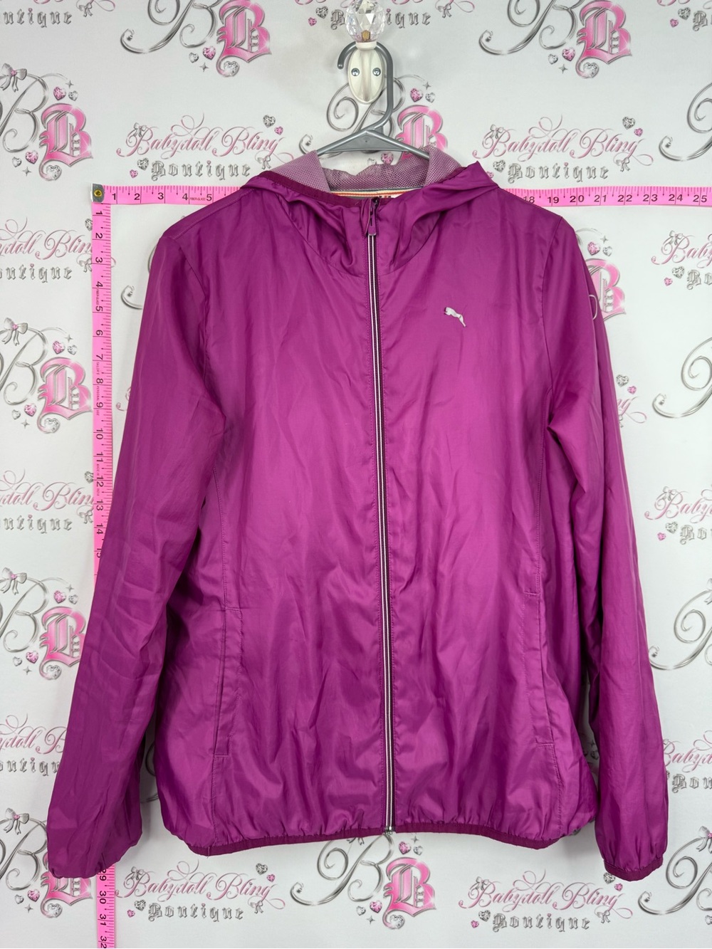 Puma Women's Fuchsia Full-Zip Hooded Windbreaker Jacket